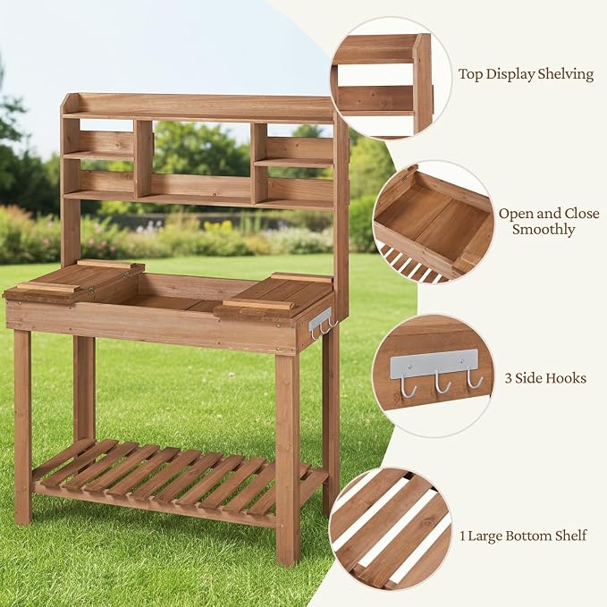 Yaheetech Potting Bench Table Horticulture Germination Table & Outdoor Garden - Image 4
