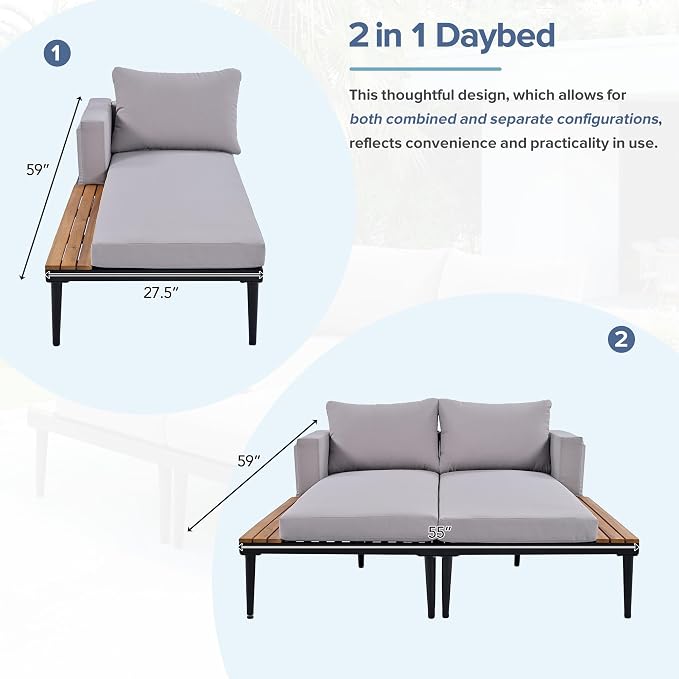 Outdoor Double Metal Daybed, - Image 4