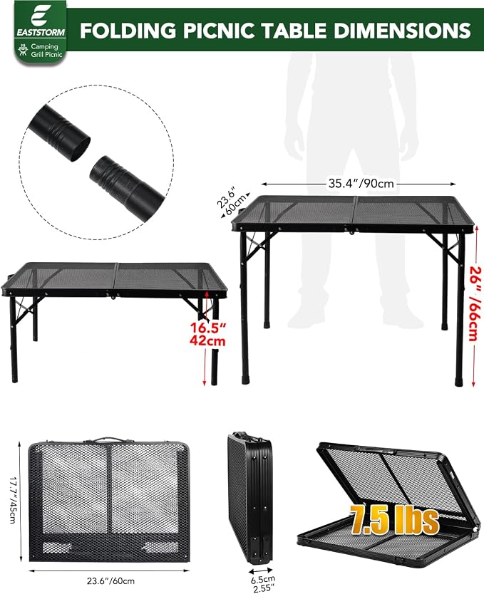 3 ft Folding Table with Adjustable Height, Portable - Image 3