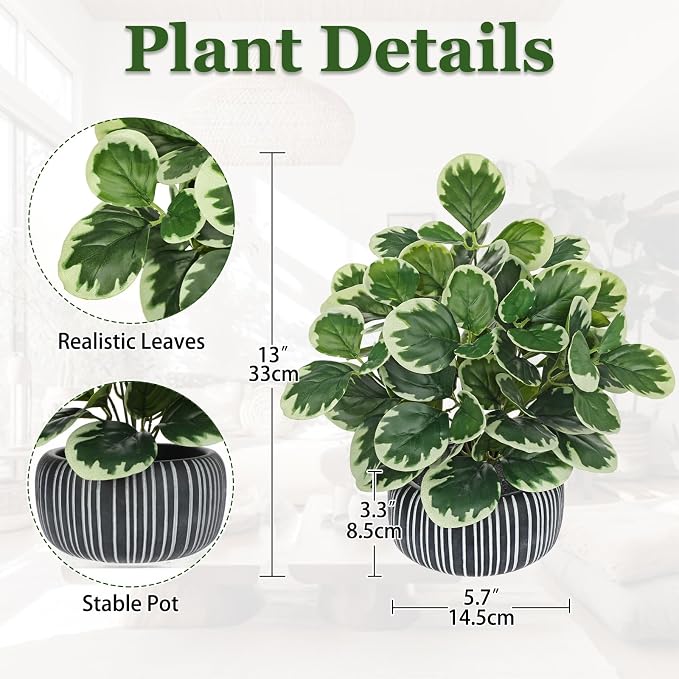 13" Artificial Plants Indoor Small Fake Plant in Ceramic Pot, Silk Plants - Image 2
