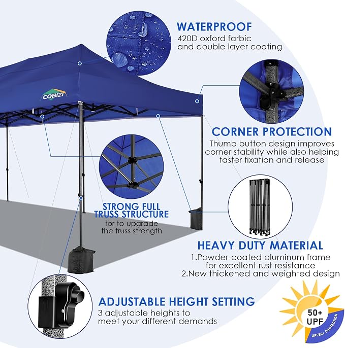COBIZI 10x30 Pop up Canopy, Heavy Duty Outdoor Party Tents - Image 3