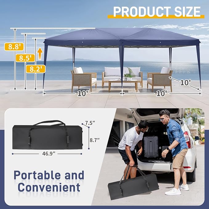 VINGLI 10x20 ft Pop Up Canopy Tent - Image 3