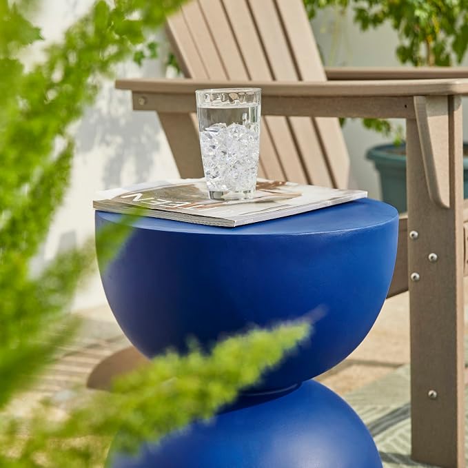 Glitzhome Outdoor Side Tables Set of 2, Heavy Duty Patio Sturdy Faux Terrazzo - Image 9