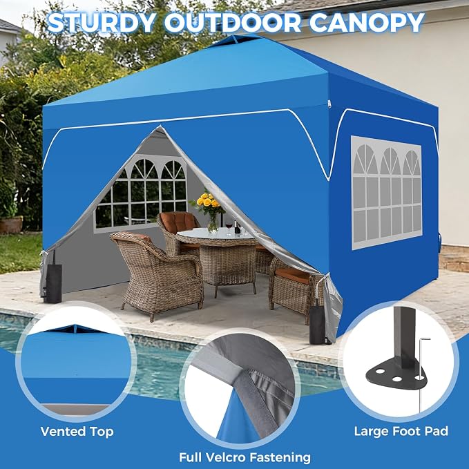 10x10 FT Pop Up Canopy, 1-Button Push Instant Canopy Tent - Image 4