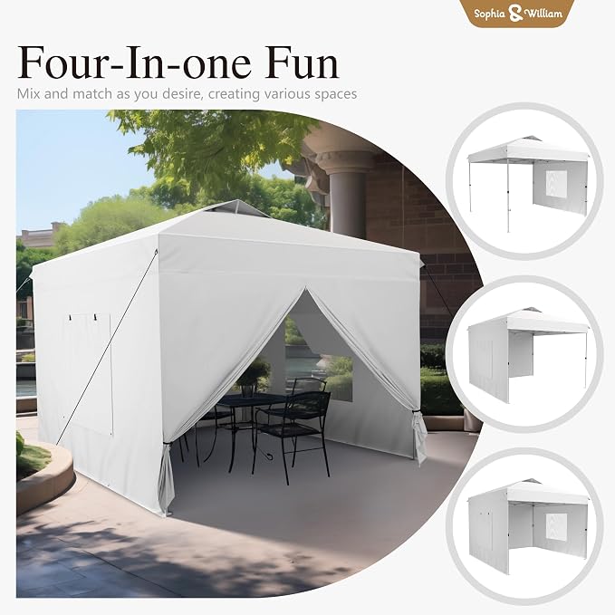 Sophia & William Canopy Tent Pop Up 10x10 ft One Person Push Set Up Canopies - Image 4