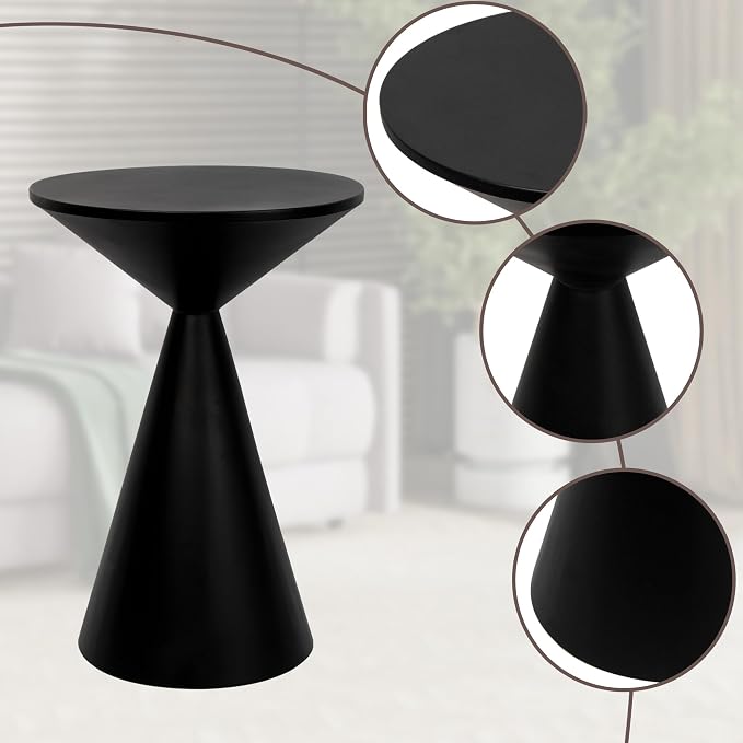 Small Drink Table, Round Martini Table, Drum End Table Side Table, Metal Accent - Image 9