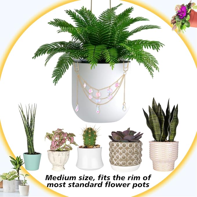 Sun Catcher Plant Hanger with Beads and Glass Crystal Beaded Plant Accessories - Image 6