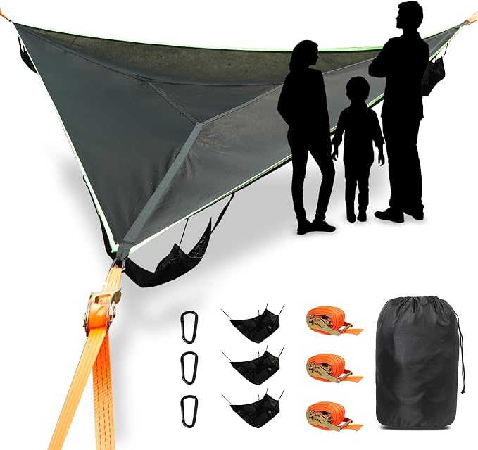 LUKETURE Triangle Camping Hammock, 10ft Multi Person Hammocks Max 1100 lbs by LUKETURE