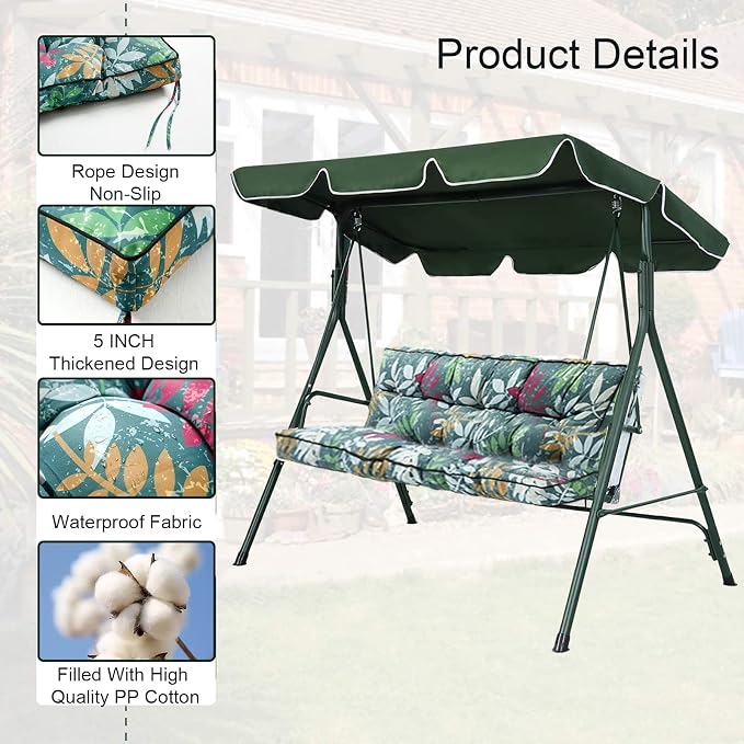 Outside Benches Cushion with Backrest, Thicken Waterproof Swing Cushions 2/3 - Image 5
