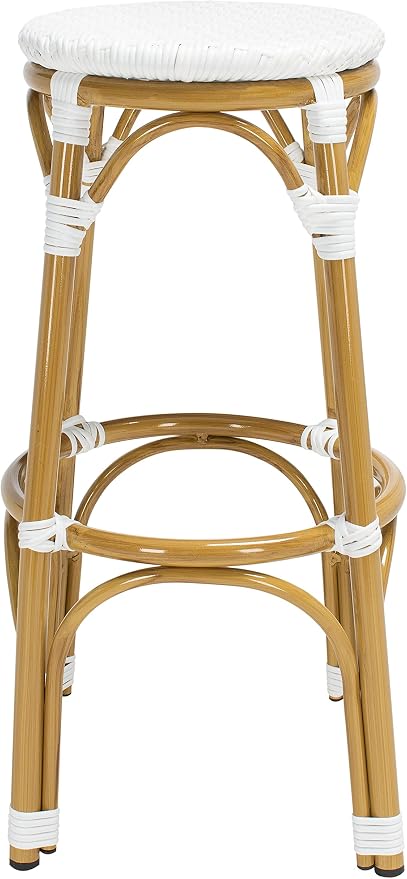Safavieh Outdoor Collection Kipnuk White Stacking 30-inch Bar Stool by SAFAVIEH