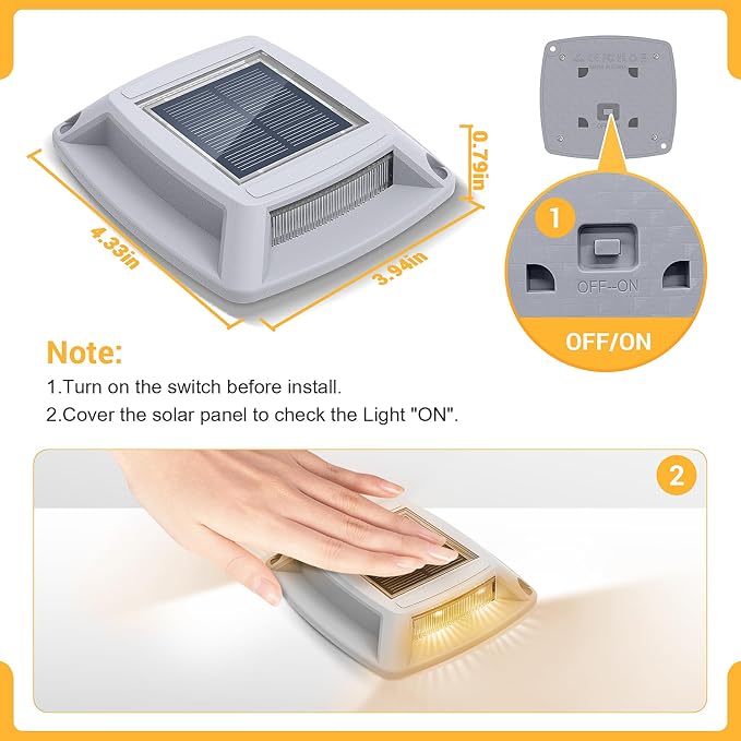 Solar Driveway Lights 10 Pack, Solar Powered IP68 Waterproof Dock Lights - Image 6