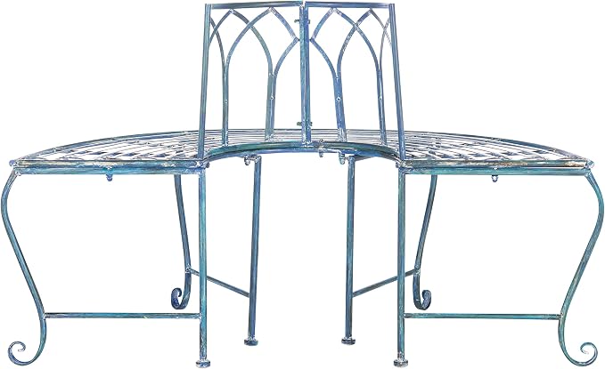 SAFAVIEH Outdoor Furniture Collection – Abia Antique Blue Distressed Wrought - Image 5