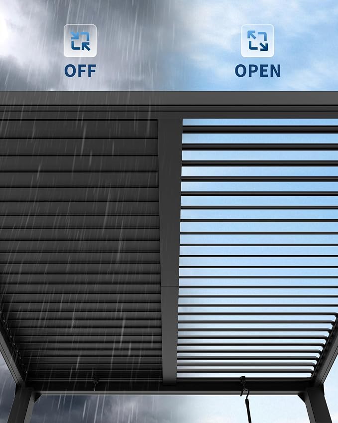 GarveeLife Louvered Pergola 10 ft x10', Outdoor Pergola - Image 5