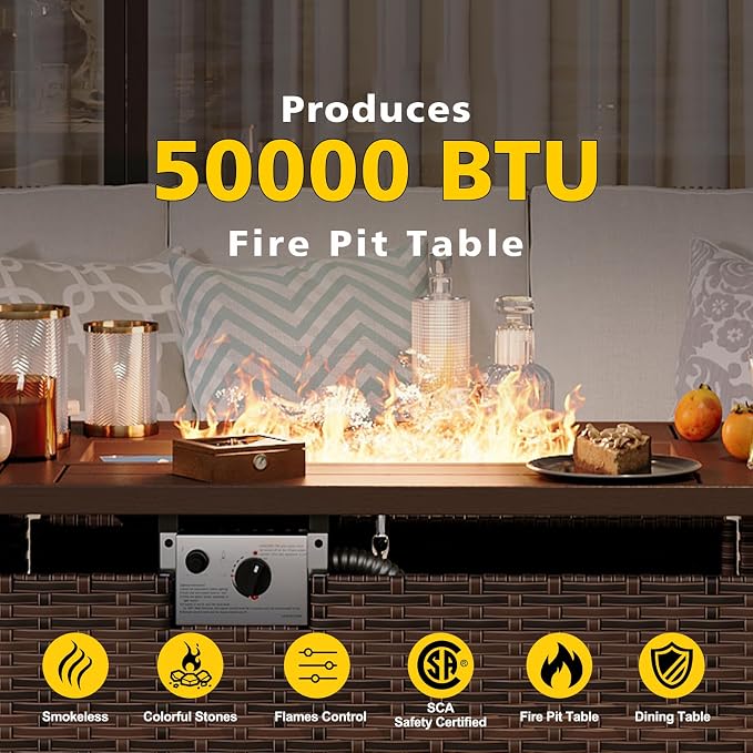 Aoxun Patio Furniture Set with Fire Pit Table, 8 Piece Outdoor Sectional Sofas - Image 3