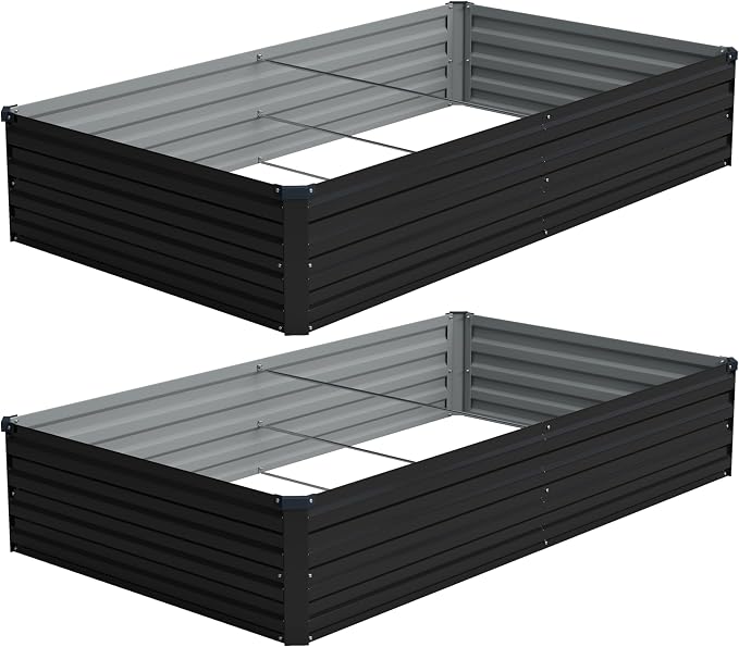 8x4x1ft Galvanized Raised Garden Bed, Outdoor Planter Box Metal Patio Kit by Foxlang