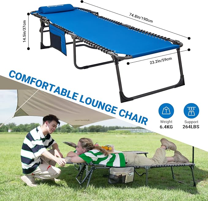 KingCamp Lounge Chair Outdoor, Folding Tanning Chairs Comfy Adjustable - Image 3
