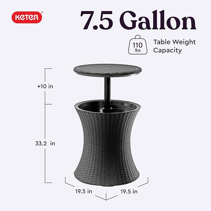 Keter Pacific Cool Bar Outdoor Patio Furniture and Hot Tub Side Table - Image 3