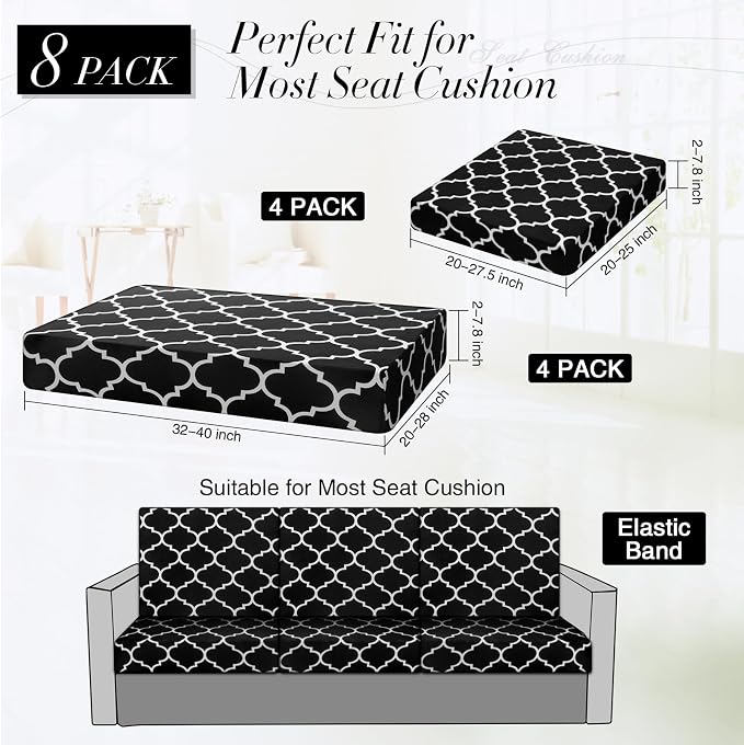 Newwiee 8 Pcs Stretch Patio Outdoor Cushion Covers Waterproof Replacement Sofa - Image 3