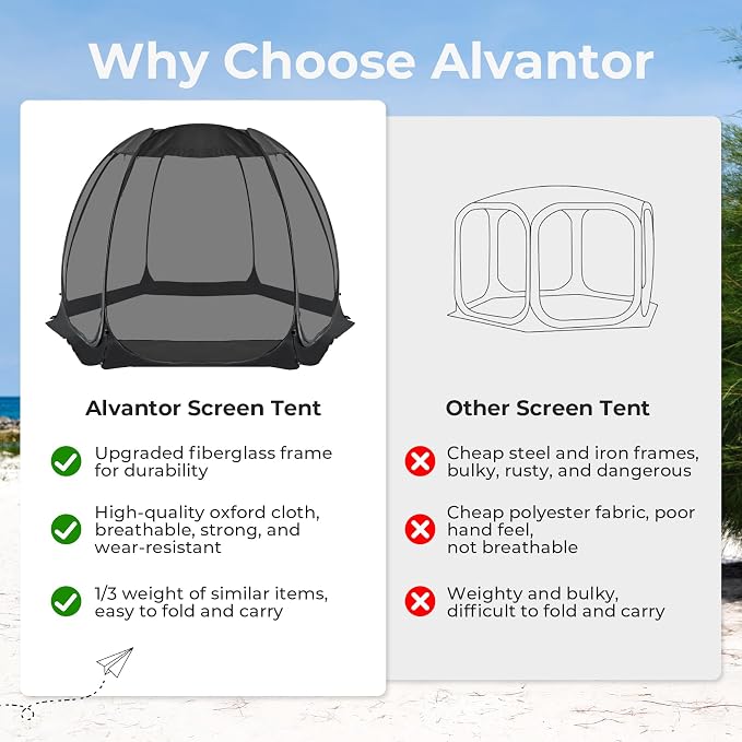 Alvantor® Screen House Gazebo, Pop Up Igloo Screened Canopy Tent - Image 6