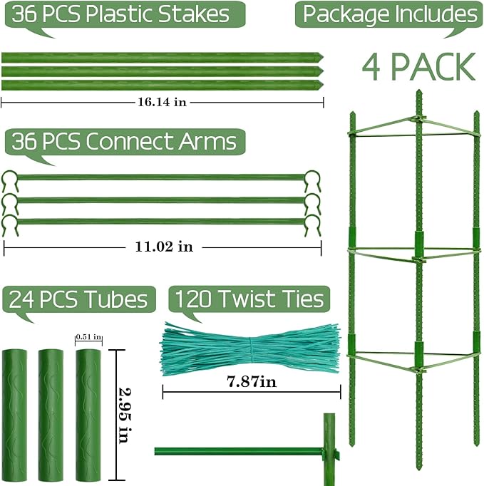 Halatool 4 Pack Tomato Cages for Garden, Garden Stakes Tomato Trellis for Pots - Image 2