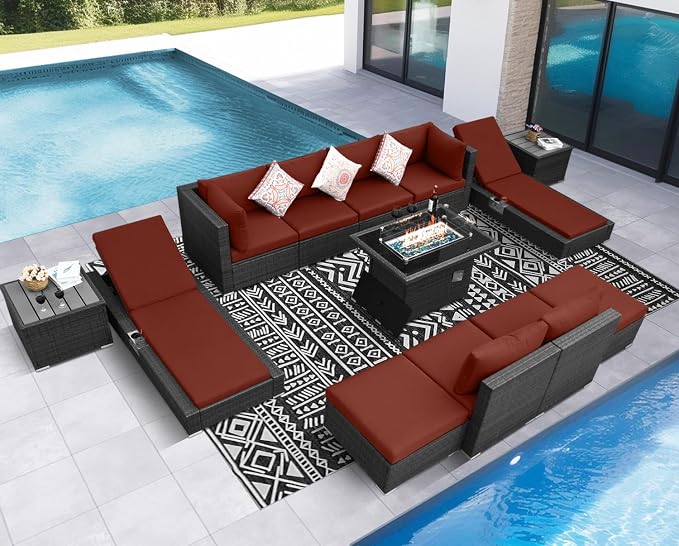 NICESOUL 13 Piece Wicker Outdoor Patio Furniture Set by NICESOUL