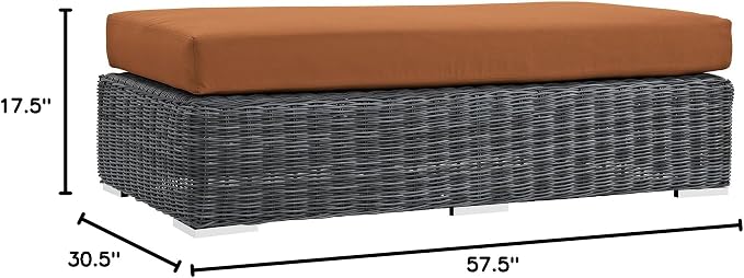 Modway Summon Wicker Rattan Outdoor Patio Sunbrella® Fabric Rectangle Ottoman - Image 3