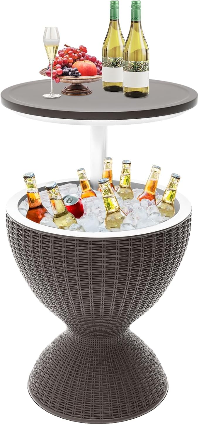 SHAREWIN Patio Cool Bar Table, Height-Adjustable Outdoor Bar Tables 8 Gallon by SHAREWIN