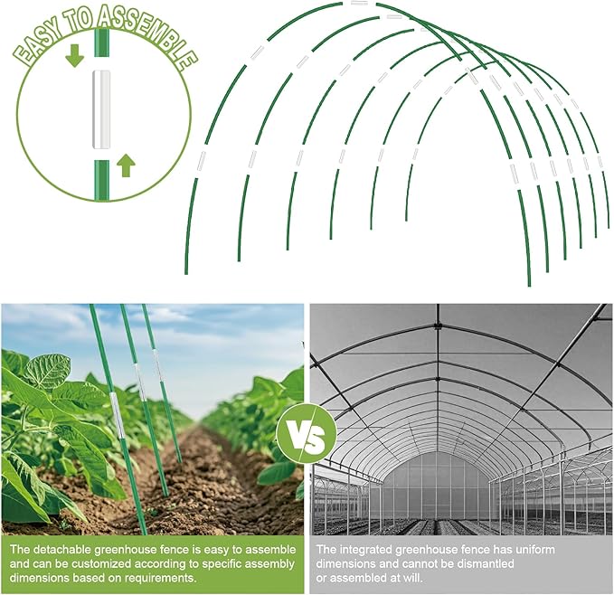 60PCS Garden Hoops for Raised Beds, 8FT Rust-Free Fiberglass Greenhouse Hoops - Image 3