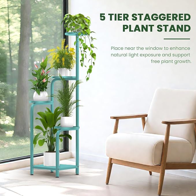 TOSKING 5 Tier Tall Plant Stand Indoor Outdoor, Heavy Duty Corner Shelf - Image 8