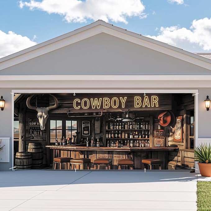 ANNA QUEEN Cowboy Bar Garage Door Banner 6x13FT, Western Saloon Bar Garage Door - Image 7