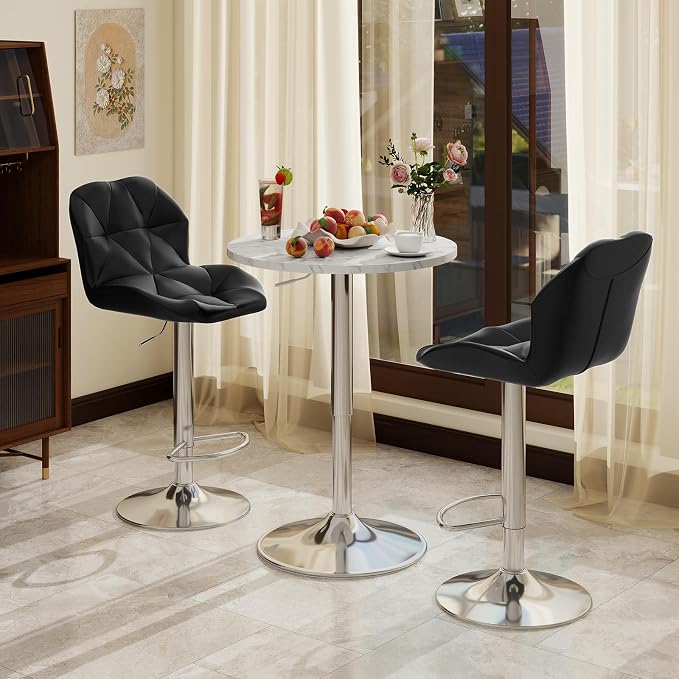 ARTETHYS Bar Table Set of 3 Adjustable Round Desk and 2 Swivel Pub Stools - Image 2
