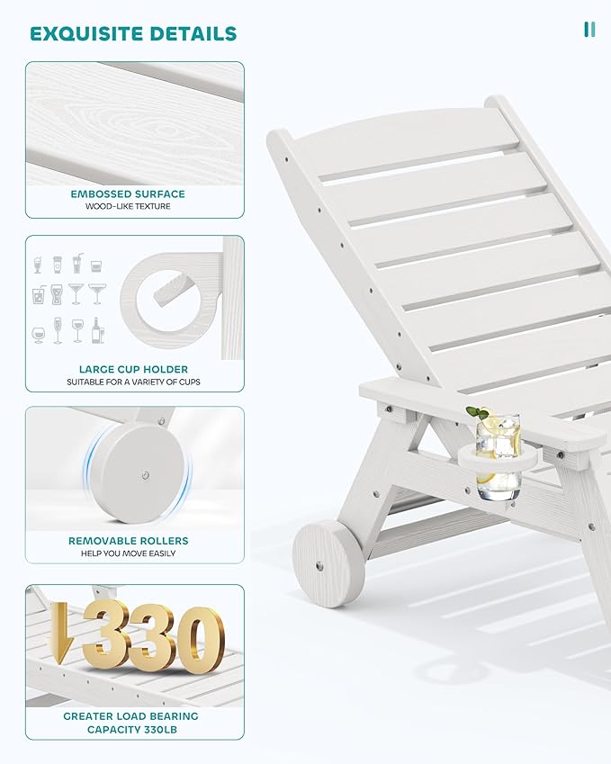 SERWALL Patio Chaise Lounge Chair Set of 2 - Image 5