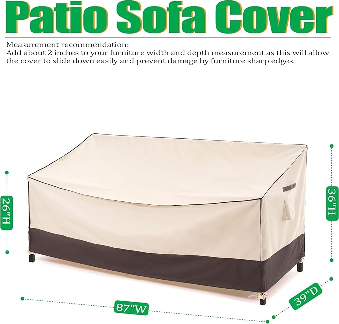 F&J Outdoors 3 Seater Patio Sofa Cover Waterproof Heavy Duty Outdoor Couch Cover - Image 2
