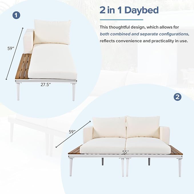 LUMISOL Outdoor Patio Daybed Metal Daybed - Image 5