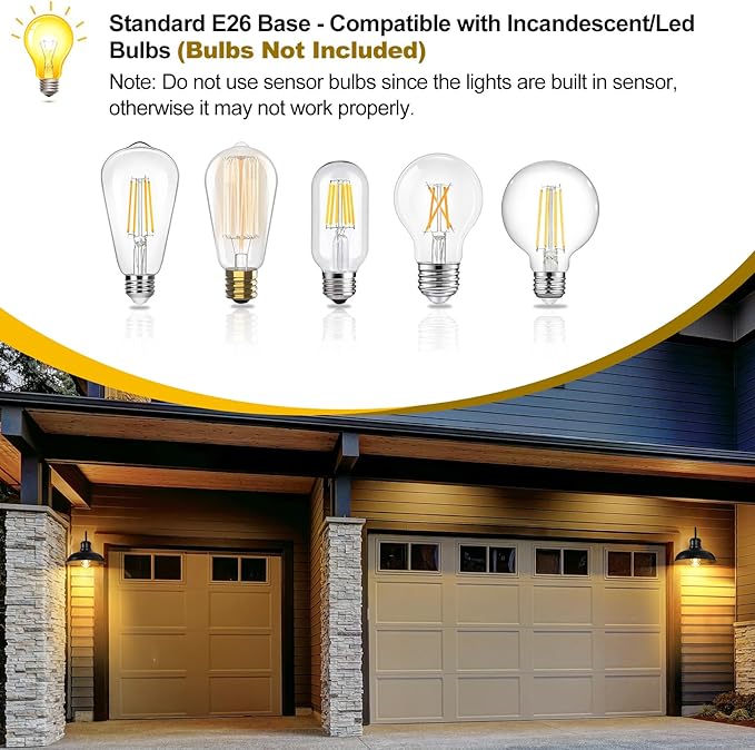 TOBUSA 2-Pack Dusk to Dawn Outdoor Wall Lights, 10’’ Waterproof Farmhouse - Image 3