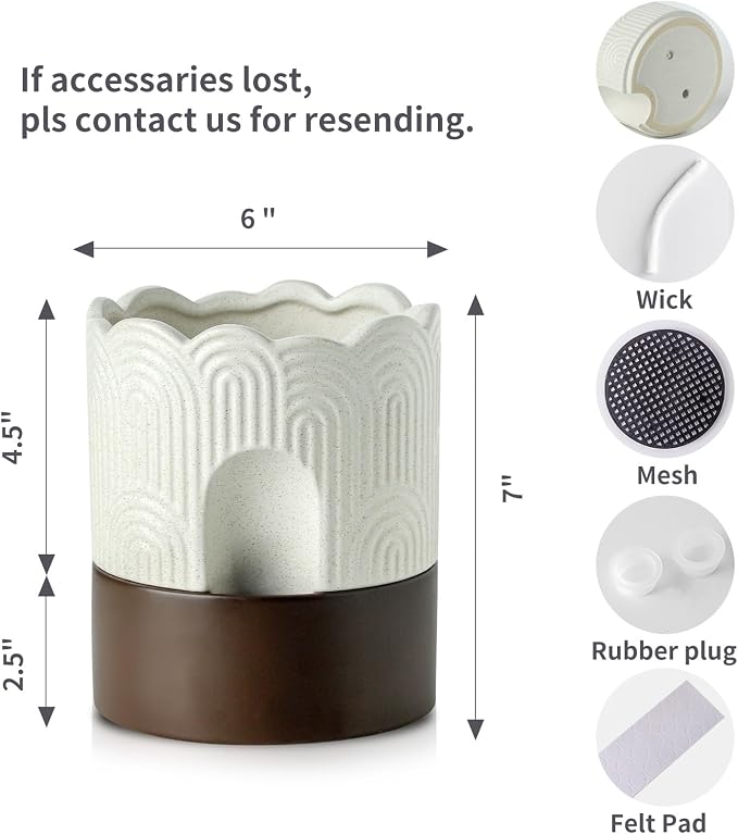 Nihow Self Watering Plant Pot: 6 Inch Ceramic Planter - Image 2