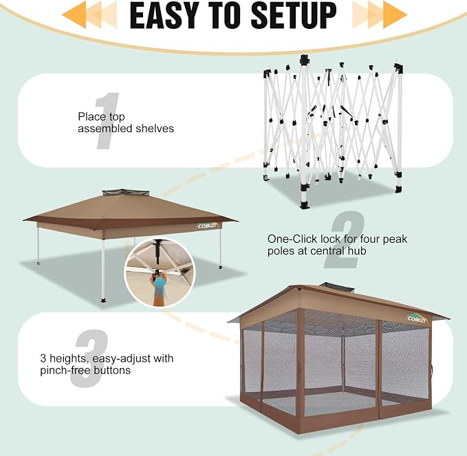 COBIZI Gazebo 13x13 Pop Up Canopy, Gazebos on Clearance - Image 7