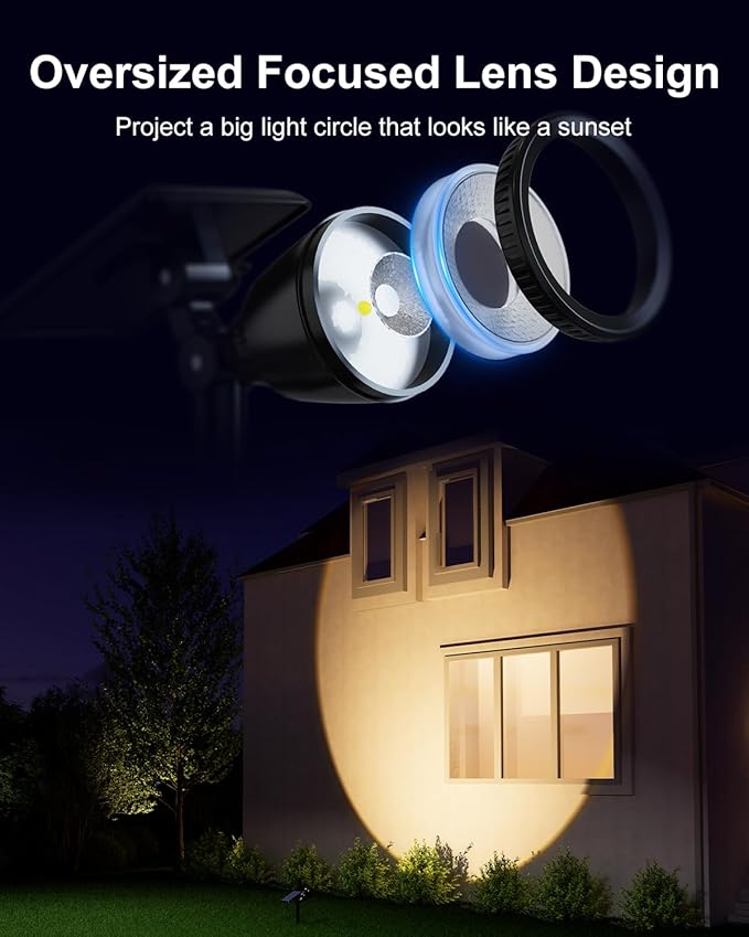 Solar Powered Spot Lights Outdoor Waterproof Super Bright LED Yard Spotlights - Image 2