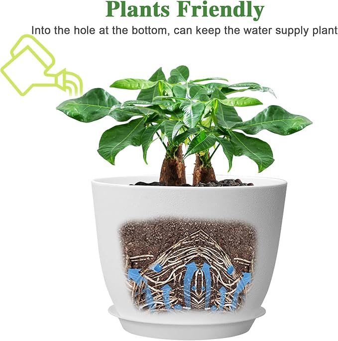 12inch Large Plant Pot, Modern Plastic Planter - Image 4