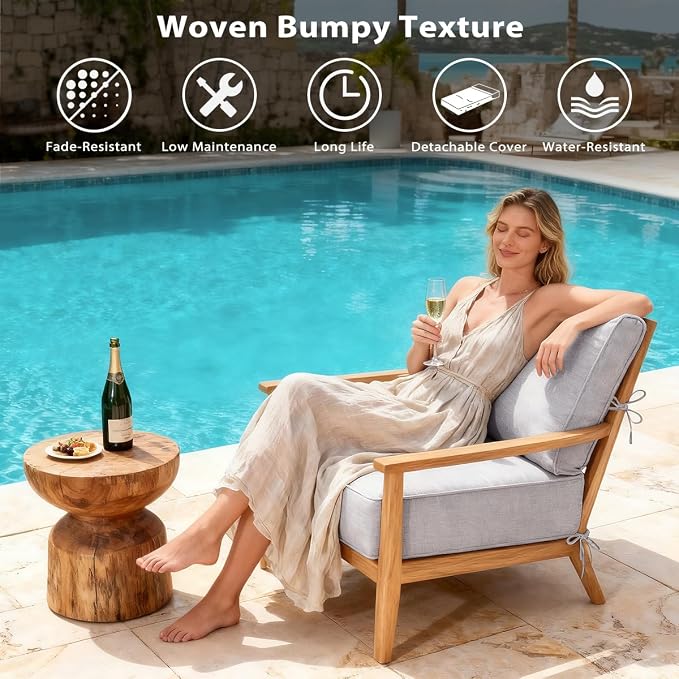 Sundale Outdoor Olefin Deep Seat Cushion, Patio Chair Cushion and Pillow - Image 2