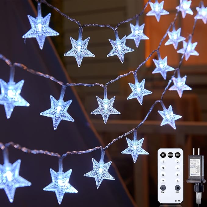 Star String Lights Plug in - 33 ft 100 LED Star Fairy String Lights by Minetom