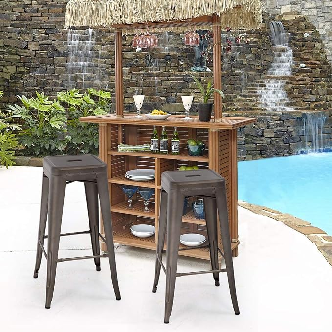 FDW Metal Bar Stools Set of 4 Counter Height Bar Stool 30 Barstools Industrial - Image 4