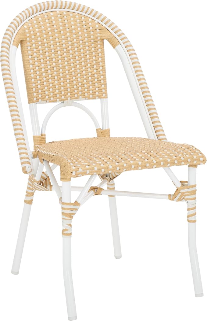 SAFAVIEH Outdoor Collection Torino Natural Wash & White Parisian Bistro Chair - Image 4