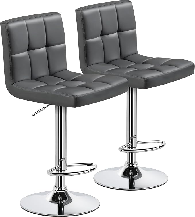 Yaheetech Bar Stools Set of 2, Adjustable PU Leather Swivel Barstools, Modern by Yaheetech