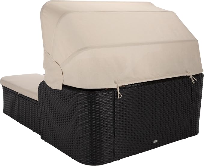 SAFAVIEH Outdoor Patio Furniture Collection – Victoria Black & Taupe Double - Image 7