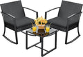 Devoko Resin Patio Furniture Set 3 Piece All Weather Outdoor Rocking Chairs by DEVOKO