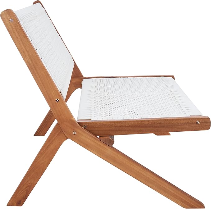 SAFAVIEH Outdoor Collection Kobina Natural Acacia Wood/White Rope Foldable Bench - Image 9