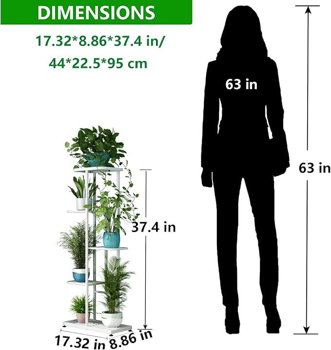 LINZINAR Plant Stand Metal 5 Tier 6 Potted Multiple Flower Pot Holder Shelf - Image 4