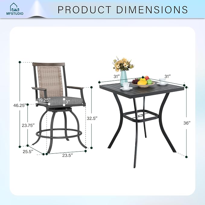 MFSTUDIO 3-Piece Outdoor Bar Set - Image 7