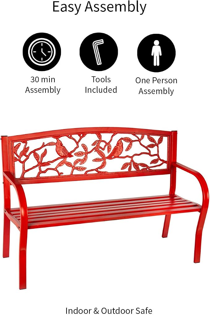 Evergreen Weatherproof Cardinal Outdoor Bench | Holds Up to 300 lbs | Furniture - Image 9